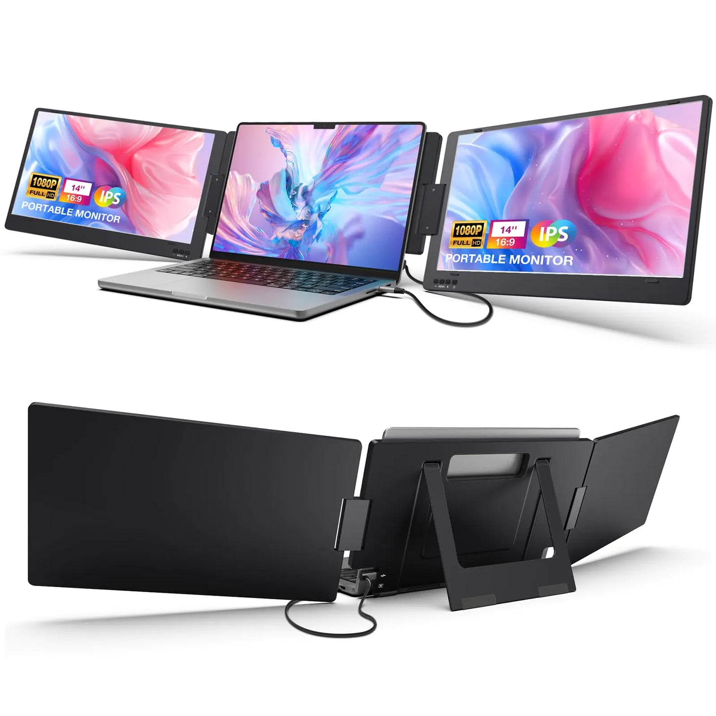 Portable Triple Monitor Display Workstation